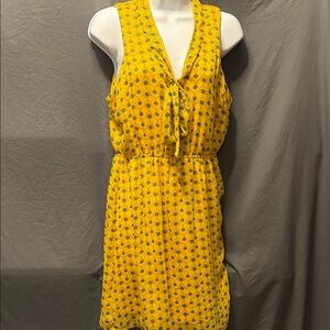 Xhilaration Yellow Patterned Mini Dress